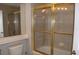 Bathroom with shower/tub combo and mirrored vanity at 3959 San Rocco Ct # 911, Punta Gorda, FL 33950