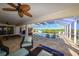 Spacious lanai with pool, seating, and fire pit at 729 Macedonia Dr, Punta Gorda, FL 33950