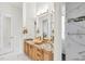Modern bathroom with a vessel sink, granite countertop, and marble shower at 5000 Palermo Dr, Punta Gorda, FL 33950