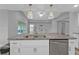 Modern kitchen island features granite countertops, stainless steel appliances, and stylish pendant lighting at 14516 San Domingo Blvd, Port Charlotte, FL 33981