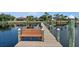 Private dock with a wooden bench, perfect for enjoying the water at 4460 Northshore Dr, Punta Gorda, FL 33980