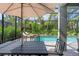 Outdoor dining set overlooking the pool area at 10213 Beach Dune Dr, Englewood, FL 34223