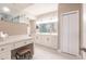 Elegant bathroom with double sinks, quartz countertop, and large shower at 200 Harbor Walk Dr # 243, Punta Gorda, FL 33950