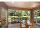 Screened patio with wicker furniture, ceiling fan and backyard view at 1274 White Oak Trl, Port Charlotte, FL 33948