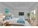 Peaceful main bedroom with a king-size bed and access to a private patio at 24083 Buckingham Way, Port Charlotte, FL 33980