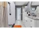 Modern bathroom features a stylish shower, sleek fixtures, and contemporary design elements at 7417 S Blue Sage, Punta Gorda, FL 33955
