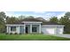 Light blue single-story home with three car garage and landscaping at 25228 Rampart Blvd, Punta Gorda, FL 33983