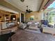Relaxing patio with wicker furniture and view into the living room at 5291 Laurel Oak Ct, North Port, FL 34287