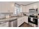 Modern kitchen with white cabinets, granite counters, and stainless steel appliances at 3173 S Cranberry Blvd, North Port, FL 34286