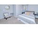 Bedroom with queen bed, and a grey and white color scheme at 3173 S Cranberry Blvd, North Port, FL 34286