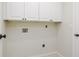 A practical laundry room setup with white cabinets and utility connections, ready for appliances and organization at 956 Harbor Town Dr, Venice, FL 34292