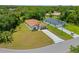 Aerial view of two modern homes with well-manicured lawns and driveways surrounded by lush greenery at 3390 Nadasky Ave, North Port, FL 34288