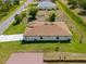 Aerial view of a single story home with a well-maintained backyard and lush landscaping at 3779 Clearfield St, North Port, FL 34286