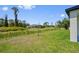 Expansive backyard view with vibrant green grass and natural landscaping; home in the background at 3802 Eagle Pass St, North Port, FL 34286