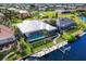 Aerial view of house with pool and private dock at 1450 Kiwi Ct, Punta Gorda, FL 33950