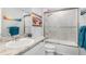 Clean bathroom with tub/shower combo, vanity, and granite countertop at 4340 Adolph Ave, North Port, FL 34288