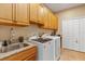 Laundry room with washer, dryer, and additional storage at 4410 Turnberry Cir, North Port, FL 34288