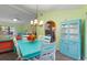 Dining room with teal table and chairs, view into kitchen and living areas at 4290 Randypaar St, Port Charlotte, FL 33948