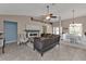 Inviting living room featuring a modern fireplace, stylish furnishings, and vaulted ceilings at 182 Santarem Cir, Punta Gorda, FL 33983