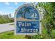 Palm Shores community sign, welcoming residents and guests at 28522 Coco Palm Dr, Punta Gorda, FL 33982