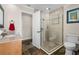 Spa-like bathroom with a large glass shower and slate tile flooring at 1925 Jamaica Way, Punta Gorda, FL 33950