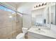 Simple bathroom with shower, toilet, and single vanity at 24282 Silver Ln, Punta Gorda, FL 33955