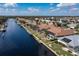 Aerial view of canal-front home with private dock and backyard at 2813 Sancho Panza Ct, Punta Gorda, FL 33950