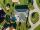 Bird's-eye view of single story home with pool and circular driveway at 18140 Bracken Cir, Port Charlotte, FL 33948