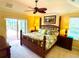 Spacious main bedroom with king bed and private access to the pool at 484 Boundary Blvd, Rotonda West, FL 33947