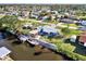 Aerial showcasing waterfront home and private dock at 824 E 6Th St, Englewood, FL 34223