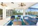 Spacious screened lanai with comfortable seating overlooking the pool at 17513 Pomegrante Way, Punta Gorda, FL 33955