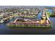 Aerial view of waterfront condo community, highlighting building location and surrounding waterways at 1 Colony Point Dr # 16C, Punta Gorda, FL 33950