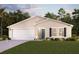 Two-car garage and landscaped lawn at 16138 Quiche Ct, Punta Gorda, FL 33955