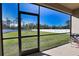 The screened-in lanai offers a comfortable space to relax with views of the well-maintained lawn at 3393 Kacher Rd, North Port, FL 34288