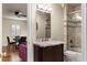 Bathroom with marble vanity and shower/tub combo at 3409 Carpel St, Plant City, FL 33566