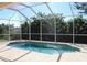 Inviting in-ground swimming pool inside a screened enclosure at 3097 Royal Palm Dr, North Port, FL 34288