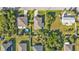 Aerial view of a home showing property lines, landscaping, and surrounding neighborhood at 18043 Avonsdale Cir, Port Charlotte, FL 33948