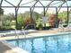 Enclosed heated pool with spa and lounge chairs at 4048 Oakview Dr # F2-3, Punta Gorda, FL 33980