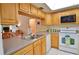 Kitchen with light wood cabinets, double sink, and electric range at 4048 Oakview Dr # F2-4, Punta Gorda, FL 33980