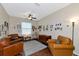 Home office featuring hardwood floors, comfortable armchairs, and natural light at 2507 Hobblebrush Dr, North Port, FL 34289