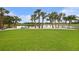 Spacious backyard with lake view, lush lawn, and palm trees at 31 Tee View Pl, Rotonda West, FL 33947