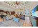 Open concept living room with high ceilings and views to the pool at 31 Tee View Pl, Rotonda West, FL 33947