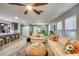 Living room with sofas, large TV, and view of the kitchen at 3404 Depew Ave, Port Charlotte, FL 33952