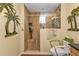 Large bathroom with walk-in shower and built in seat at 10055 Links Ln # 306, Rotonda West, FL 33947