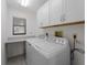 Laundry room with white cabinets, washer, and dryer at 1946 Cove Pointe Dr, Venice, FL 34293