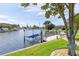 Private boat dock with boat lift situated on a waterfront property, perfect for boating enthusiasts at 3663 Whippoorwill Blvd, Punta Gorda, FL 33950