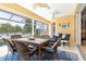 Inviting lanai features comfortable seating and dining area with waterfront view, perfect for outdoor living at 3663 Whippoorwill Blvd, Punta Gorda, FL 33950