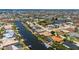 Panoramic aerial view of the home, highlighting the waterfront location, canal access, and surrounding neighborhood at 805 Brenda Ct, Punta Gorda, FL 33950