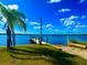 Community dock with boat access, grassy banks and the blue water meeting a clear blue sky at 500 Woodstork Ln, Punta Gorda, FL 33982