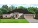 Charming single-story home with manicured lawn, attached two car garage, and decorative front door at 17433 Edgewater Dr, Port Charlotte, FL 33948